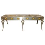 Steel and Brass Rectangle Cocktail Table
